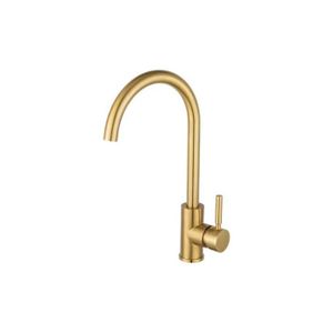 Robinet De Cuisine Doré Avec Pulvérisateur Extractible – Acier Inoxydable – Style Commercial – FF0024G