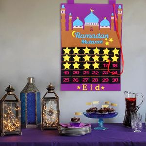 Calendrier de l'Avent du Ramadan en Feutre avec 30 Étoiles, Compte à  Rebours à Suspendre pour Enfant, Eid Mubarak