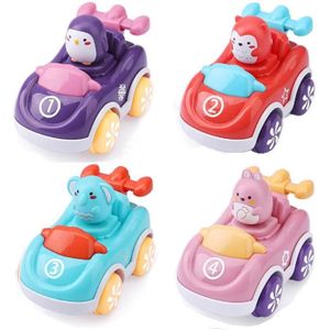 TÉLÉPHONE JOUET 4 jouets de voiture colorés doux avec un visage d'animal, Voitures Jouets pour Enfants garçons Filles 1 2 3 Ans