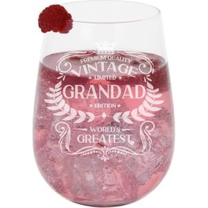 GIN Grand Verre À Gin Sans Pied Gravé Pour Grand-Père Vintage World'S Greatest Grandad 590 Ml[u2429]