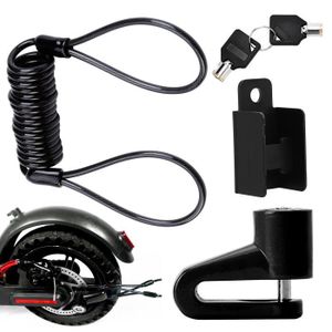 ANTIVOL - BLOQUE ROUE Cadenas Antivol pour Trottinette Moto Vélo Verrou Frein Disque avec Câble de Rappel pour Trottinette Electrique Xiaomi M365-Pro