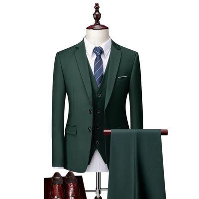 Costume 3 Pièces Pour Homme - Veste, Gilet Et Pantalon Slim, Costume Affaires/mariage, En Polyester/élasthanne