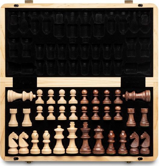 Jeu D'échecs Staunton En Bois Avec Coffret – Roi 7.2 Cm, Pièces Orange Et Blanches