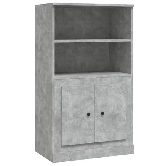 Vitrine Suspendue Lyon Gris Béton - 60x31x60 Cm, Bois D'ingénierie Et Verre, 2 étagères, Charge Max 60 Kg