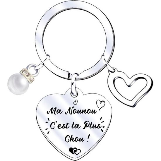 Porte-clés "Nounou" En Acier Inoxydable - Cadeau Fin D'année, Anniversaire - Pendentif 3 Cm