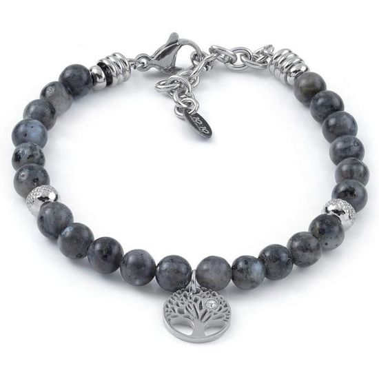 Bracelet Acier Inoxydable Et Améthyste Du Brésil - Perles 5 à 8 Mm