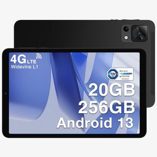 Tablette tactile DOOGEE T20MiniPro 8.4 pouces RAM 20Go + 256Go ROM Android 13 WIFI Tablette pas cher,Widevine L1 - Noir