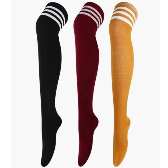 2 Paires De Chaussettes Hautes Pour Femme - Montant Au-dessus Du Genou - Taille Unique élastique - 6