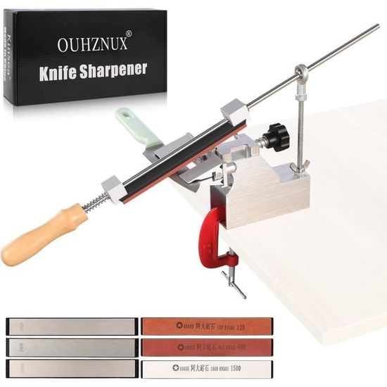 Kit D'Aiguiseur De Couteaux Professionnel CWOVRS - 9 Pierres + Strop Cuir - Angle Fixe