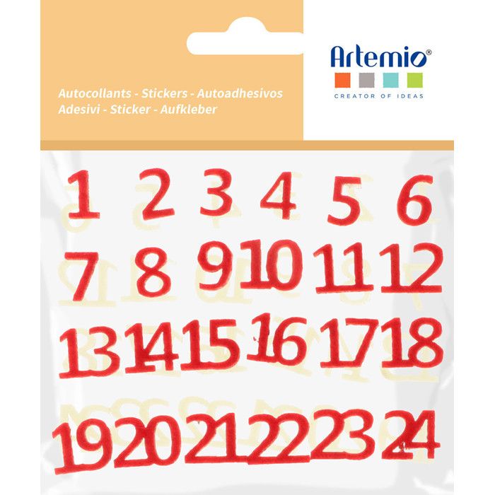 Chiffres feutrine autocollant blanc et rouge 48 pièces - Artémio Blanc