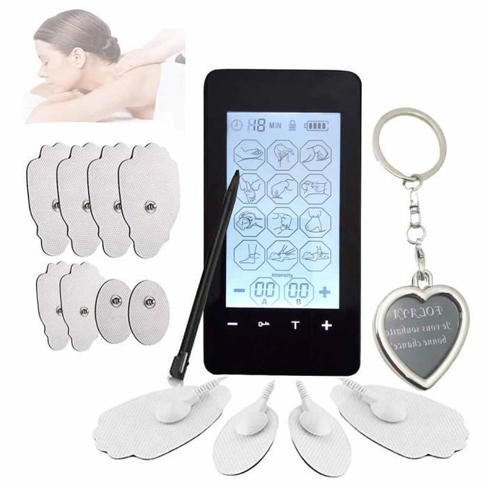 Électrostimulateur Tens Anti Douleur, Massage Electrode, pour Le Dos, Le Traitement du Cou, soulager avec 12 Modes,8 Pads