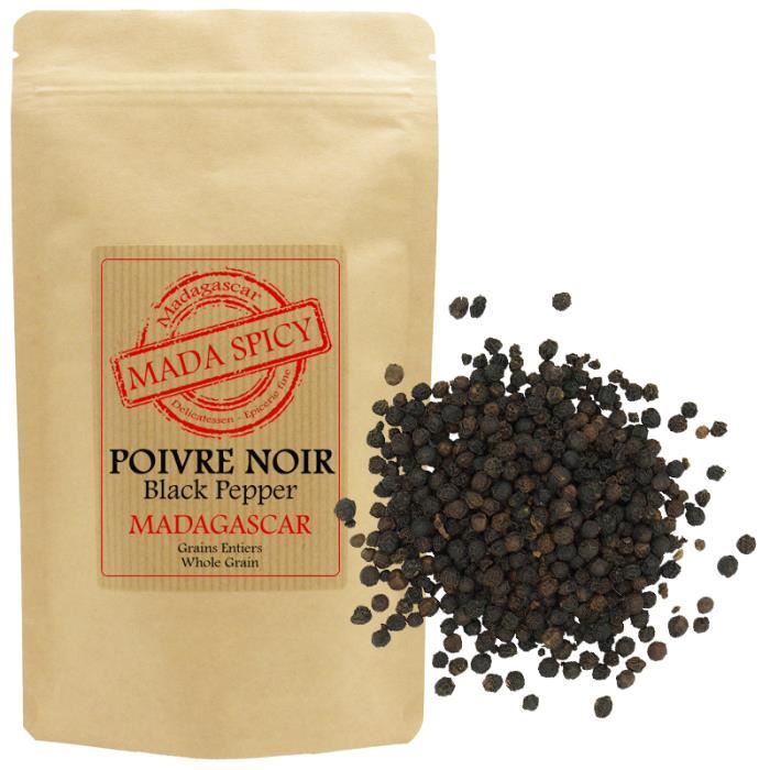 Poivre Noir Lourd de Madagascar 500 gr en sachet éco alimentaire avec zip.