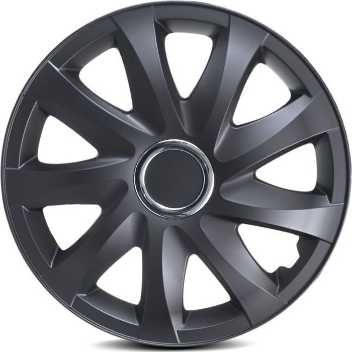 Enjoliveurs de roues Drift noir mat 15 - lot de 4 pièces