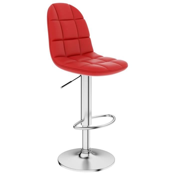 Tabouret de bar Pivotant Rouge Similicuir 360 degrés - Hauteur Réglable 91-112cm - Design Ergonomique - Style Contemporain