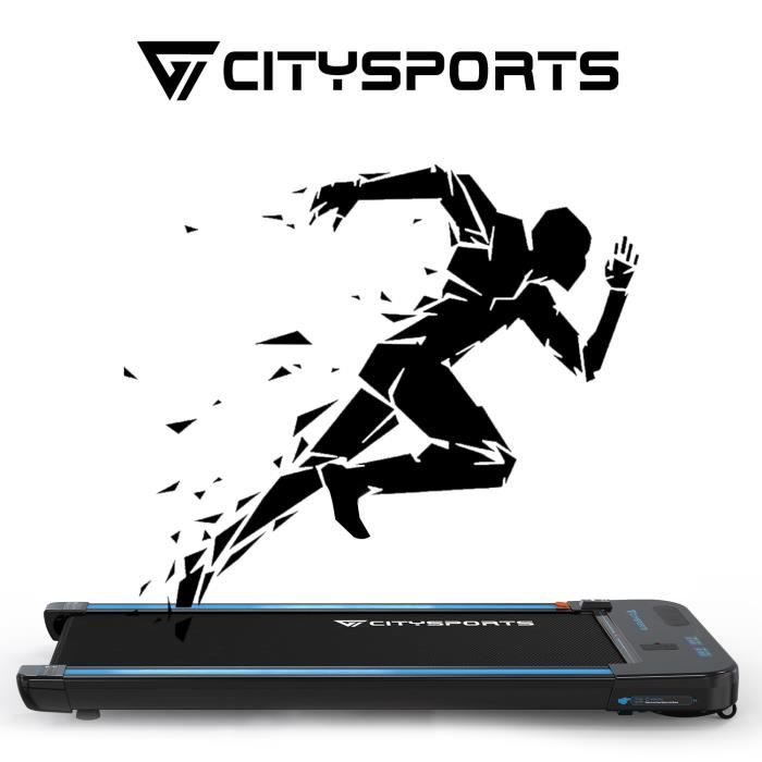 CITYSPORTS Tapis de Course Electrique Moteur 440W, Bluetooth Haut-parleurs Intégré, Vitesse Réglable, Ultra Fin et Silencieux WP2
