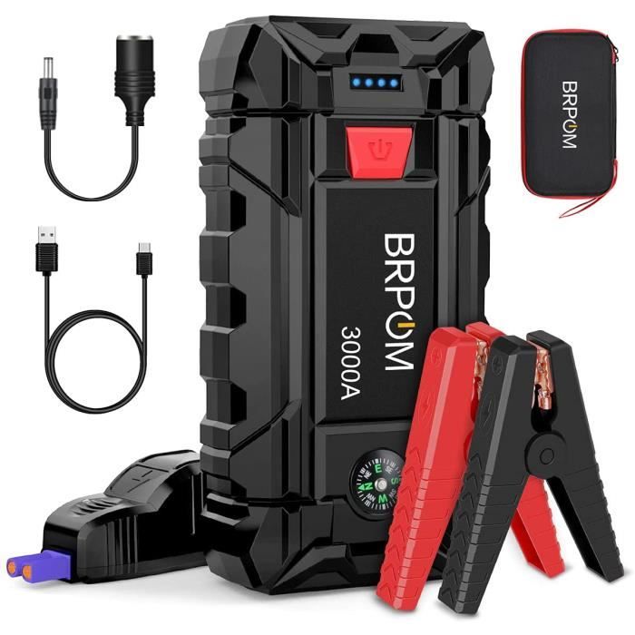 BRPOM Booster Batterie 3000A 26800mAh Démarreurs de Batterie de Voiture Portable Jump Starter (pour 10L gaz ou 8.0L Gazole) Dém A18