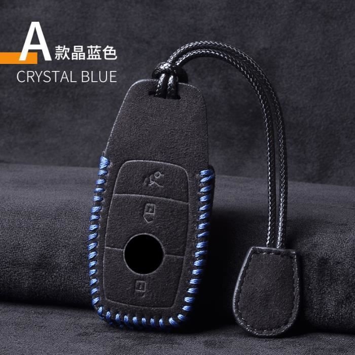 Coque clé,Porte-clés de voiture pour Mercedes Benz classe A B C W203 W211 W204 CLS CLK 2017 E W213 2018 S - Type YY-FMP-031-BLUE