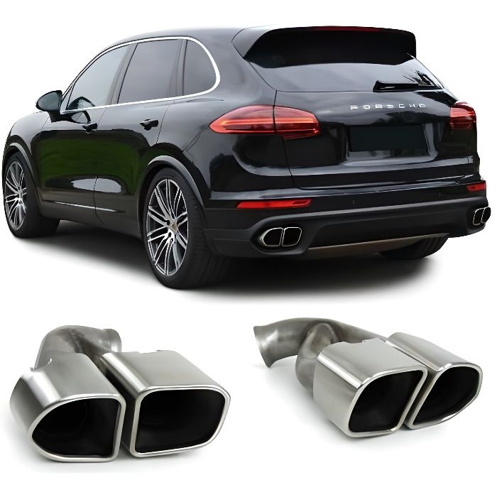 Embouts d'échappement double pour Porsche Cayenne 92A Facelift 14-17 Turbo Look