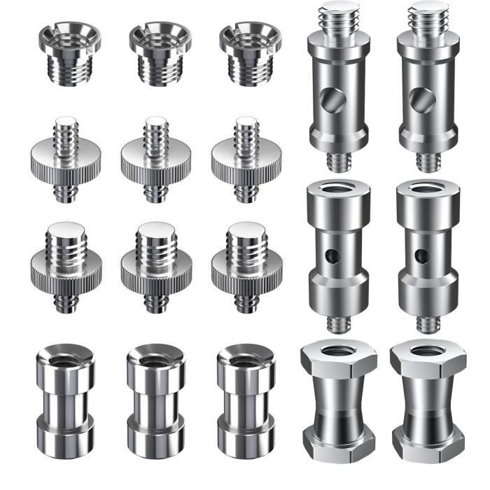 MUSCCCM Vis Adaptateur,18 Pcs Vis 1-4- à 1-4-,3-8- à 1-4- Ball Head Mount Rotule Trépied Vis à Filetage Adaptateur Trépied Appare