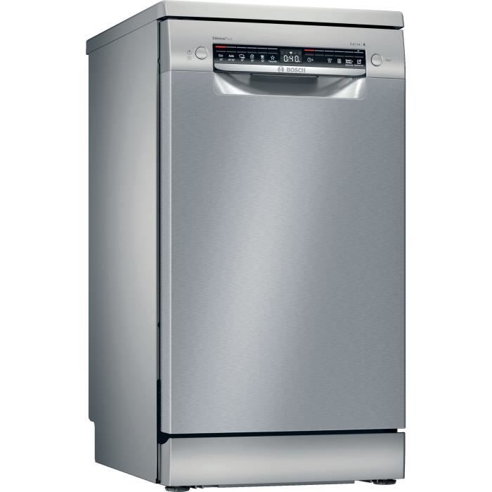 Lave-vaisselle pose libre BOSCH SRS4HMI61E Série 4 - 10 couverts - Moteur induction - L45cm - 44 dB - Inox