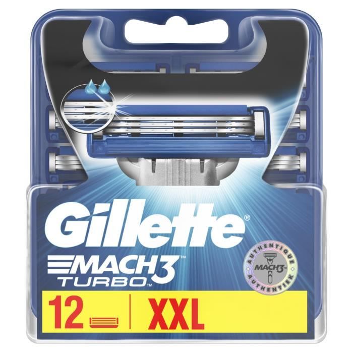 GILLETTE Mach3 turbo 12 Lame de rasoir vendu seule