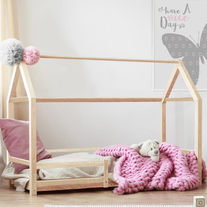 Lit cabane 90x190cm NESSI bois