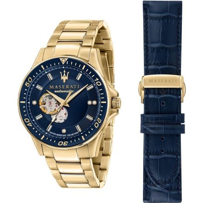 Coffret MASERATI SFIDA DIAMONDS Montre Homme en Acier Jaune et Bracelet Interchangeable 230421