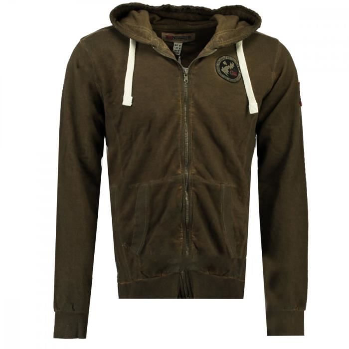 Sweat zippé Kaki homme Geographical Norway Gionel