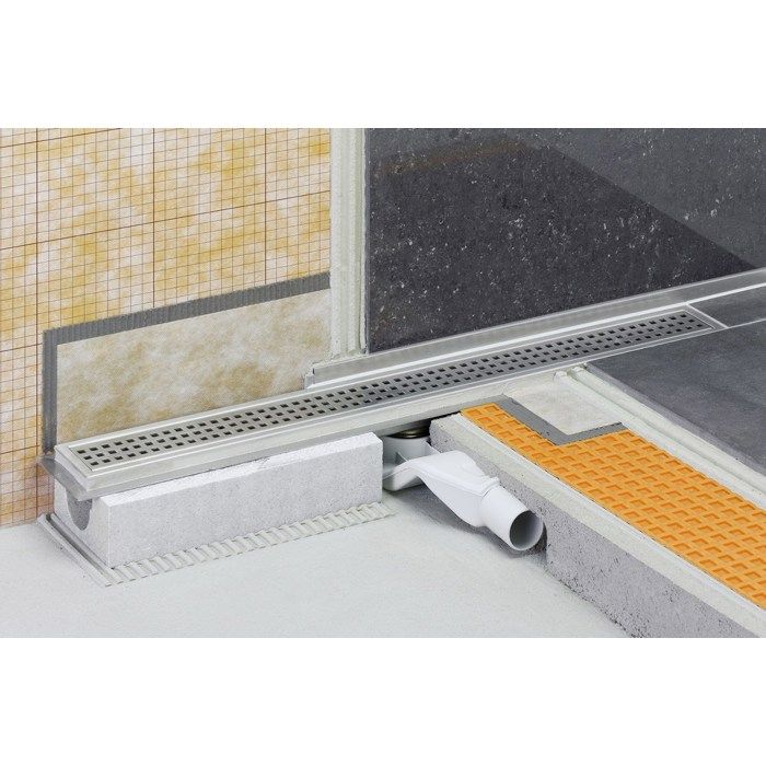 Caniveau pour douche à l italienne sortie horizontale KERDI-LINE-F - Kit de caniveau en acier inox longueur 80cm hauteur 40cm