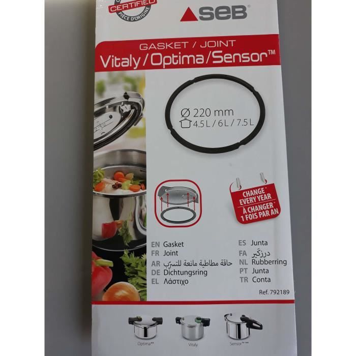 JOINT DE COCOTTE SEB OPTIMA,SENSOR,VITALY 4.5L,6L,7.5L- 792189(ATTENTION ne commandez pas en fonction du diametre)