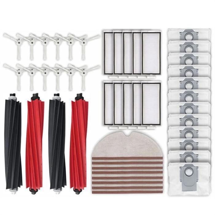 DrRobor 27 Accessoires pour Roborock Saros 10R/Qrevo CurvX/Curv 2 Pro Robot Aspirateur, Kit d' rechange avec 2 Brosses Principales, 6 Brosses Latérales, 6 Serpillères, 6 Sac À Poussière, 4 Filtre Hepa DrRobor 27 Accessoires pour Roborock Saros 10R/Qrevo CurvX/Curv 2 Pro Robot Aspirateur, Kit d' rechange avec 2 Brosses Principales, 6 Brosses Latérales, 6 Serpillères, 6 Sac À Poussière, 4 Filtre Hepa