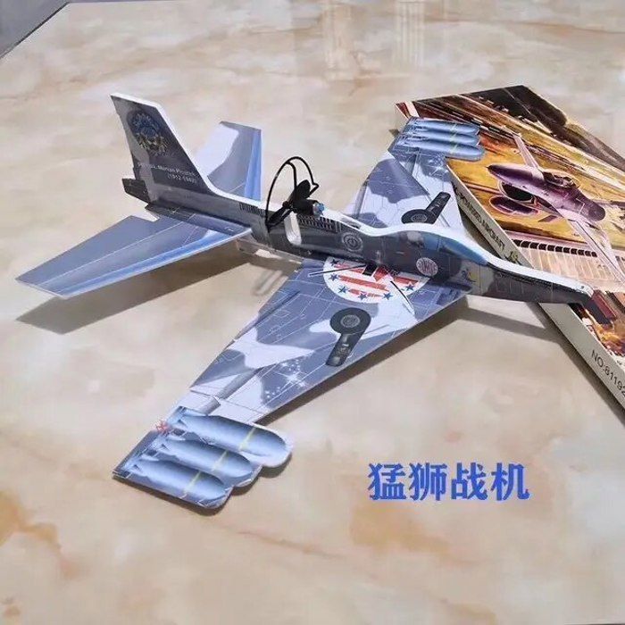 Toyvian Avion Planeur Propulsé par Bande De Caoutchouc 15.55 Pouces Modèle DIY Facile À Assembler Jouet Extérieur Enfant Améliore Coordination Œil-Main