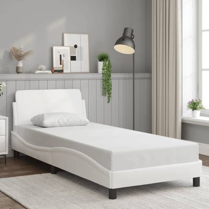 vidaXL Cadre de lit Dover blanc 90x200 cm similicuir 373119