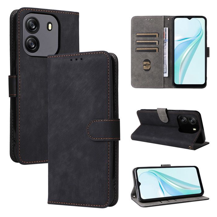 Coque Compatible Blackview A90, étui Flip Fibre de Carbone Antichoc avec Support de Carte, Verre