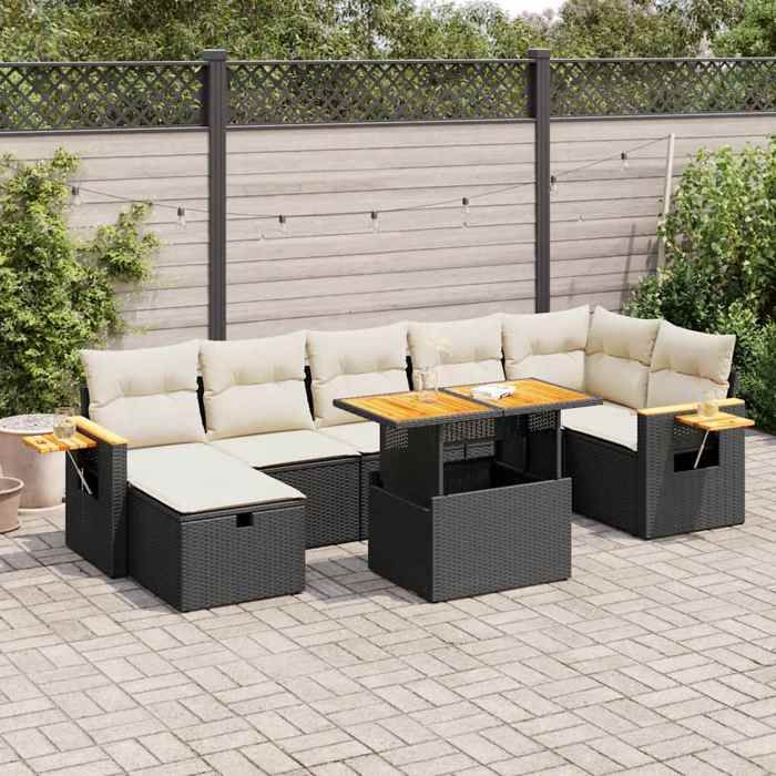 vidaXL Salon de jardin 5 pcs Coussins résine tressée - vue 8