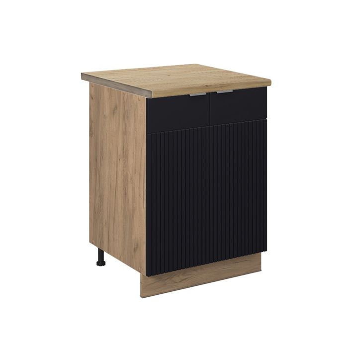 Meuble bas de cuisine Fame-Line 60cm PT Chêne Noir rayé/Chêne de force doré Vicco 50758