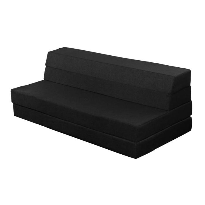 Matelas lit Fauteuil futon Pliable Pliant - Noir - Mousse - 140x190cm