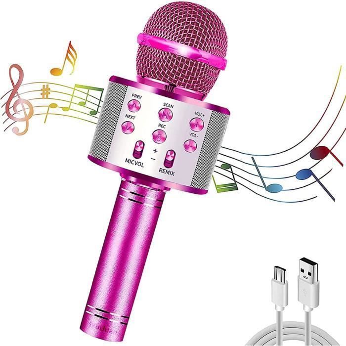 Micro Karaoké Sans Fil Pour Enfants - Bluetooth, Lumières LED, Effets Vocaux - Cadeau Anniversaire Ou Noël