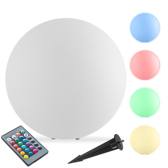 Eclairage - TECTAKE - Lampe boule avec ampoule LED LUMINOUS GLOBE et télécommande 12W - Blanc - Taille L 50 x 50 cm