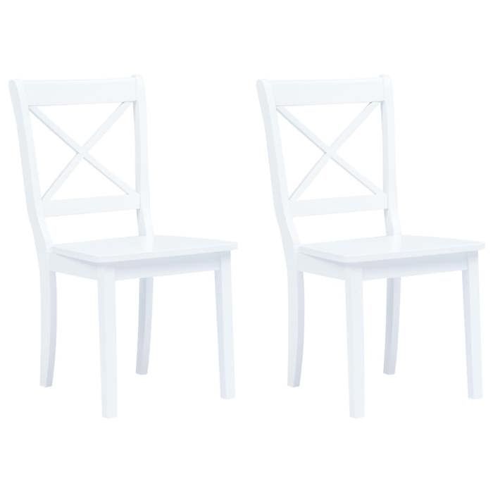 (Blanc)Lot de 2 Chaises de Cuisine - SIGNOR - Jusquà 120 kg blanc bois hévéa massif - dintérieur 944152