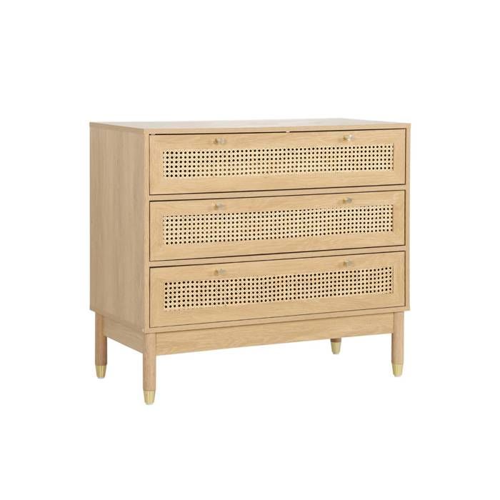 Commode décor bois et cannage 3 tiroirs JUDITH