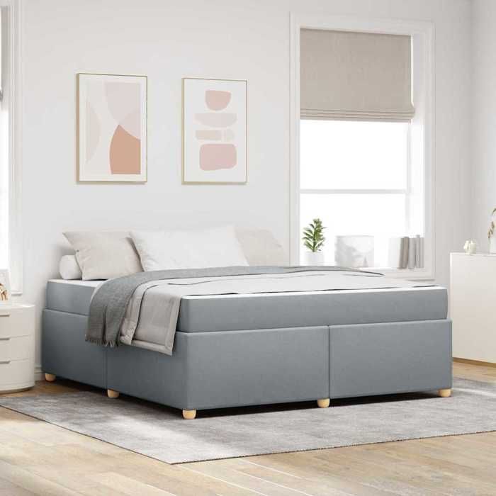 vidaXL Cadre de lit avec matelas Gris clair 180 x 200 cm tissu 3399370