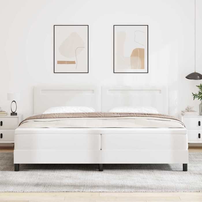 vidaXL Lit à ressorts avec matelas Blanc 200 x 200 cm Simili cuir 3339065