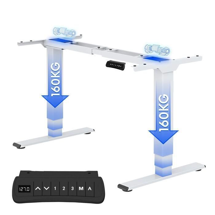 FlexiSpot EC5-Pro Bureau Assis Debout Électrique 2 MoteursCharge 160kg3 ColonnesRappel SédentaritéSystème Anti-collisionBlanc