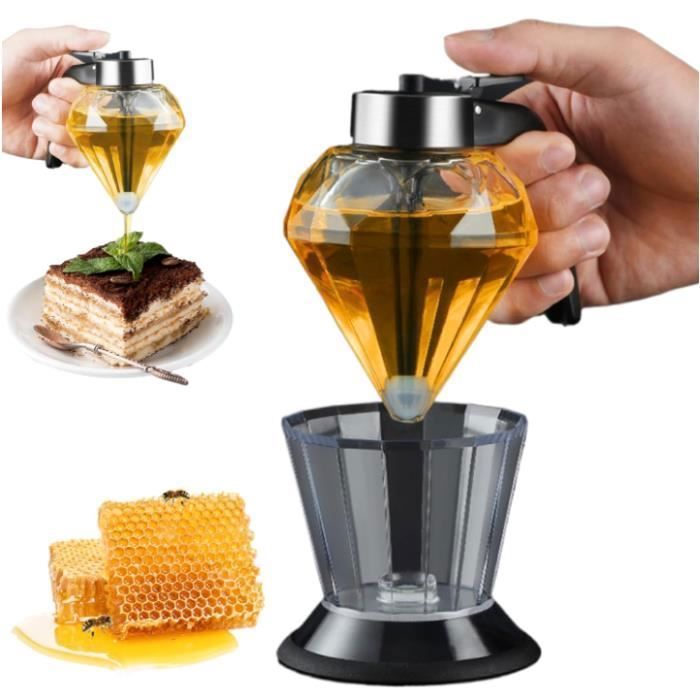 Distributeur De Miel En Verre 200 Ml - Type Presse Anti-goutte - Base En Silicone - Pour Huile, Sauce Soja, Vinaigre - 3