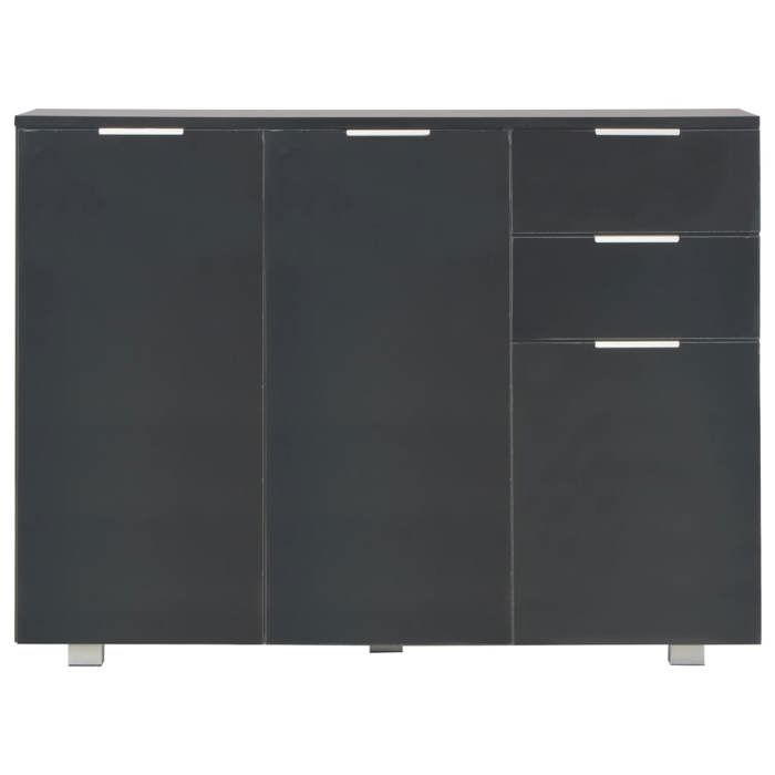 Buffet noir brillant - vidaXL - 107x35x805 cm - 2 tiroirs - 3 portes - Bois dingénierie - Finition brillante