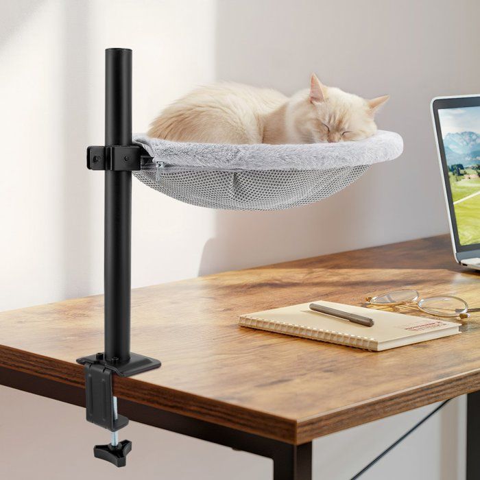 Lit de Bureau pour Chat Panier Chat Bureau avec Rotation à 360° Hauteur Réglable pour Bureau à Domicile Jusquà 20 kg