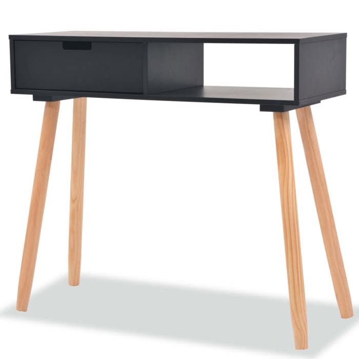 Table console en bois de pin massif - Happiness - 80x30x72 cm - Noir - 1 tiroir - Facile à assembler - Robuste Table console en bois de pin massif - Happiness - 80x30x72 cm - Noir - 1 tiroir - Facile à assembler - Robuste