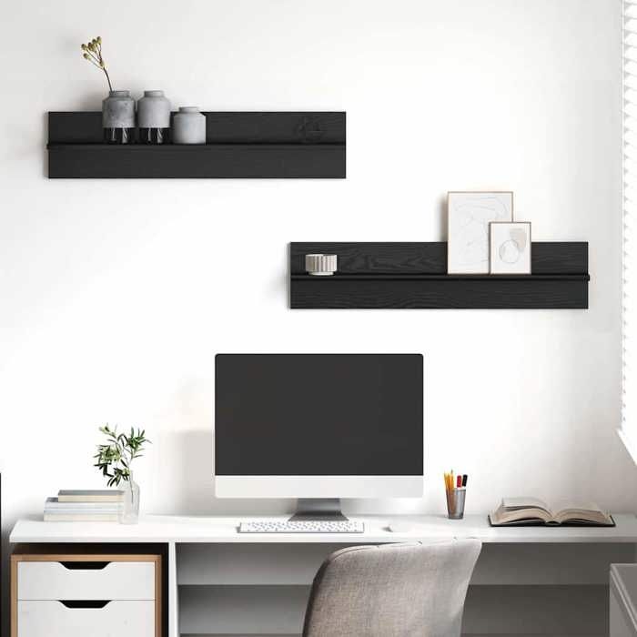 Étagère murale - vidaXL - Chêne noir - 80x11 5x18 cm - Bois dingénierie - Lot de 2 - Durable - Usage intérieur