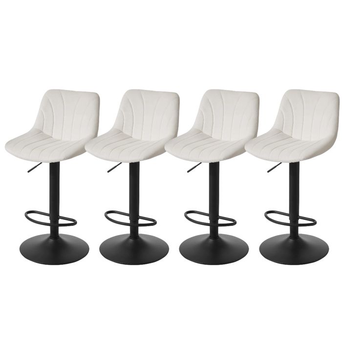 Tabourets de Bar Réglables Tabourets avec Dossier Rotation 360° Velours pour Cuisine Salle à Manger Lot de 4 Blanc Tabourets de Bar Réglables Tabourets avec Dossier Rotation 360° Velours pour Cuisine Salle à Manger Lot de 4 Blanc